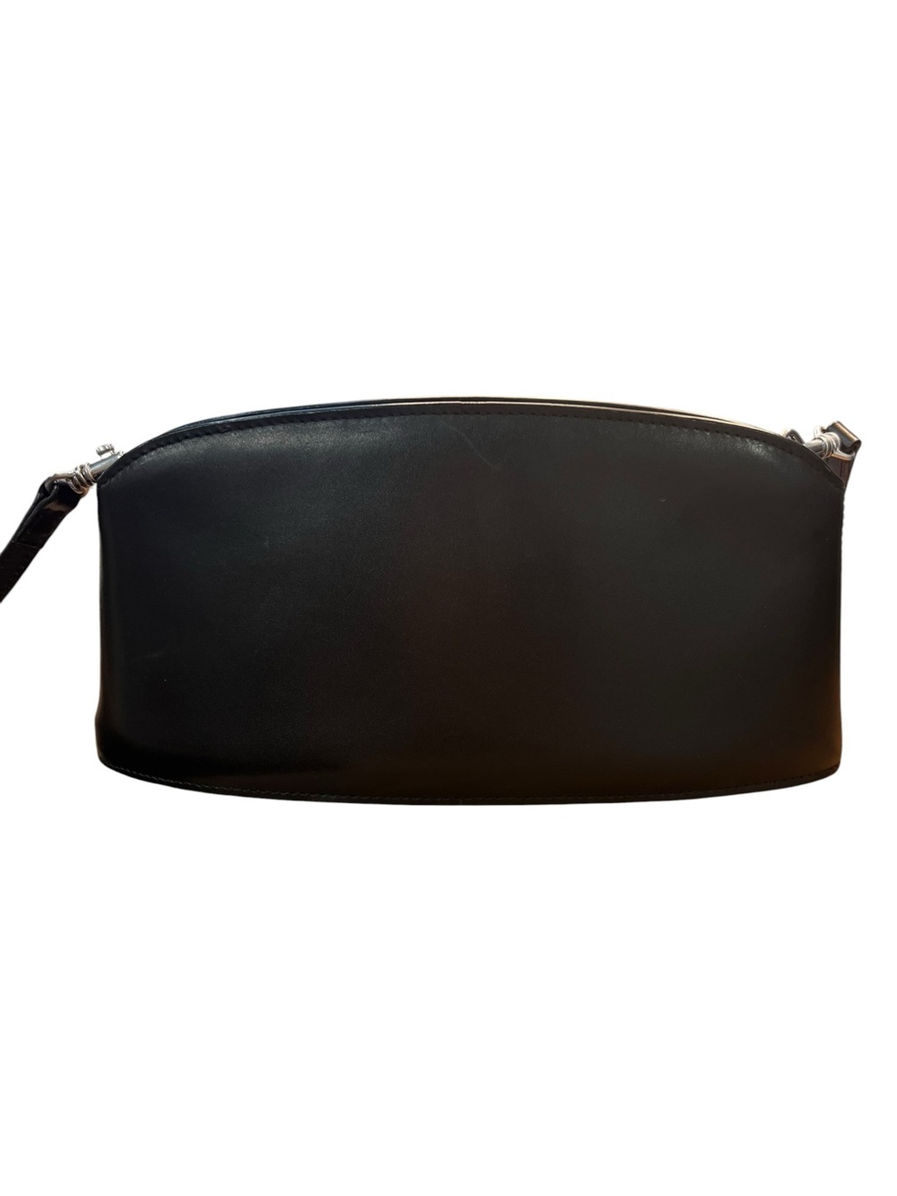 Zero Halliburton Black Leather Crescent Shoulder Bag Minimalist Y2K Rare - Picture 4 of 10